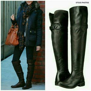 Frye Shirley Over the Knee Black Leather Boot